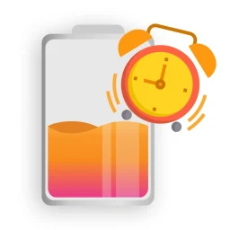 Symbol von Alarm bei voller Batterie 100%